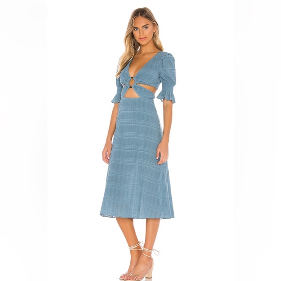 Nanette Midi Dress in Dusty Blue by Tularosa - Picture 1 of 9